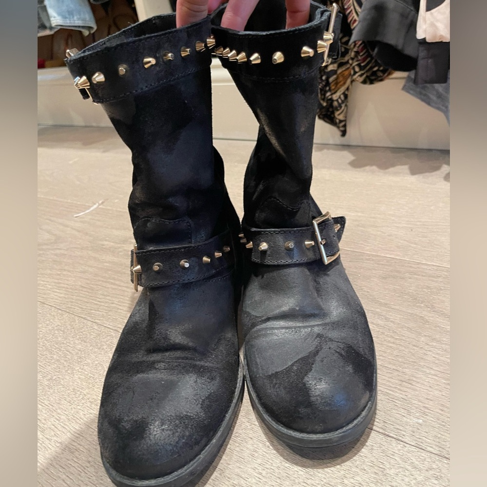 Jimmy Choo gold studded boots